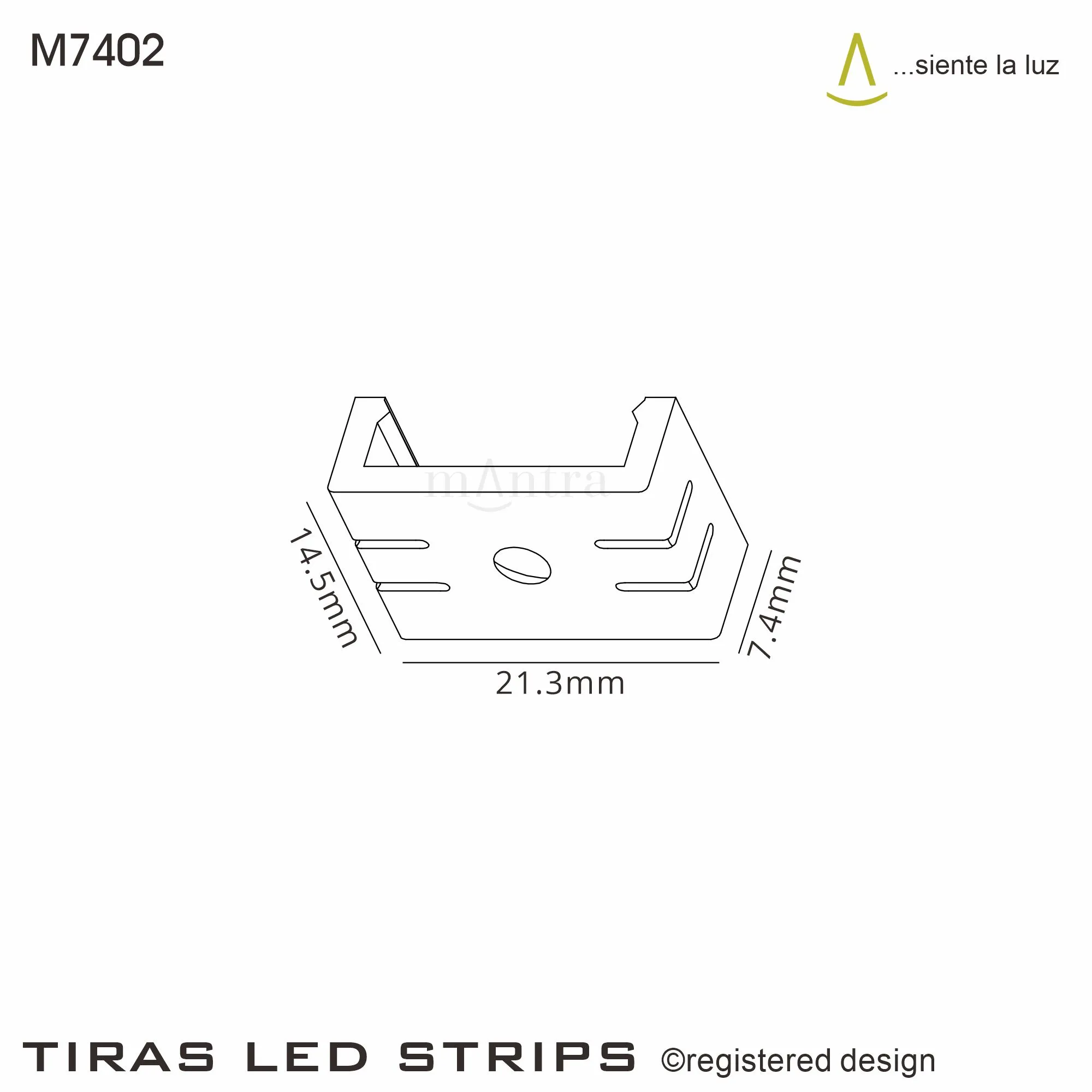 Tiras 21.3mm x 7.4mm Transparent PC Profile Fixing Clip With Hole (1pc) for M7392 / M7393 / M7394 M7402  Mantra Fusion Tiras LED Profile